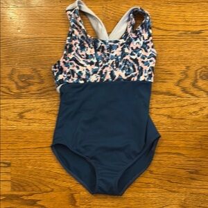 DSG Kids Gymnastics Leotard - Navy and Pink Pattern